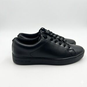 Michael Kors Black Leather Low Top Sneakers Lace Up Casual Shoes Womens 9M